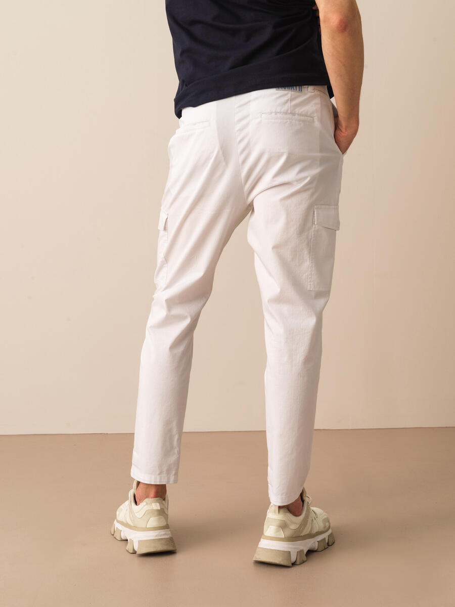 Beyaz Slim Fit Pamuklu Pantolon - 4