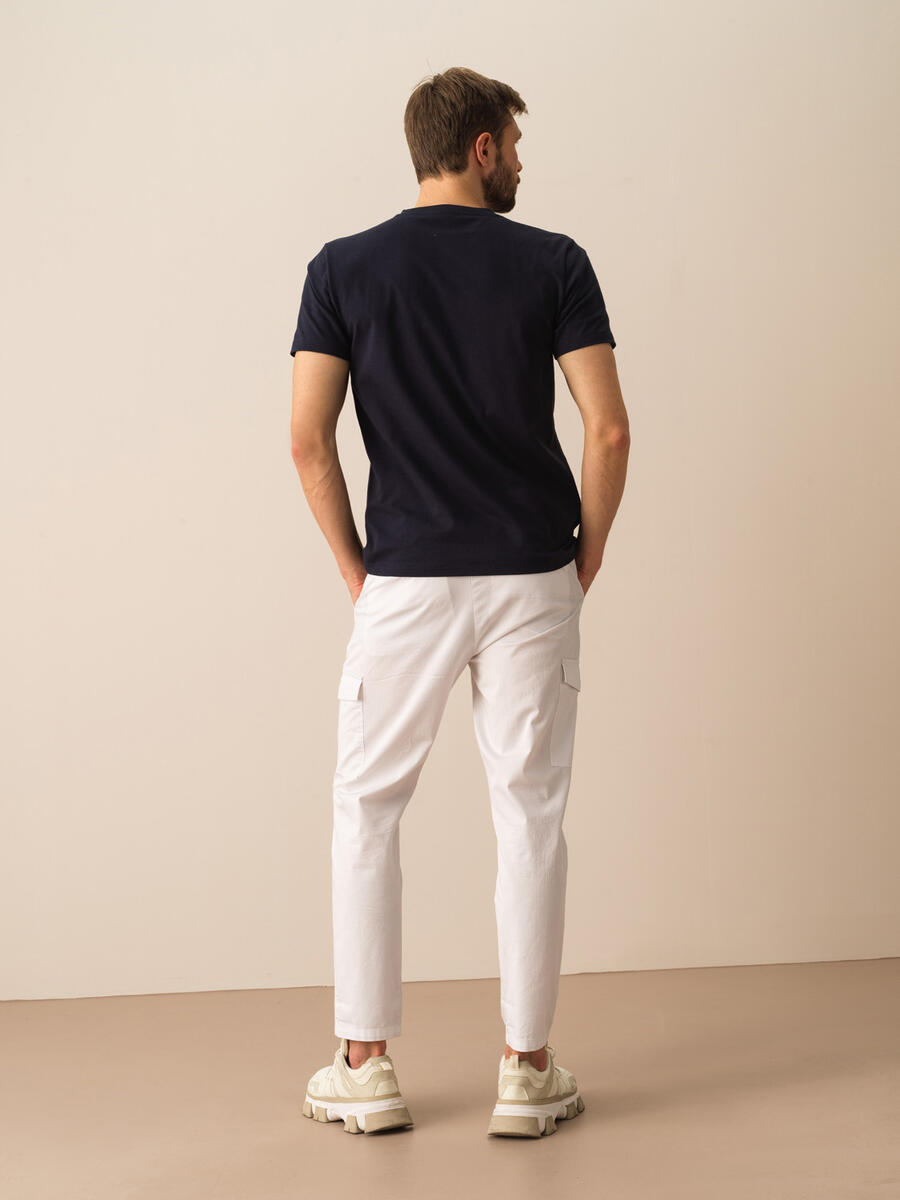 Beyaz Slim Fit Pamuklu Pantolon - 5