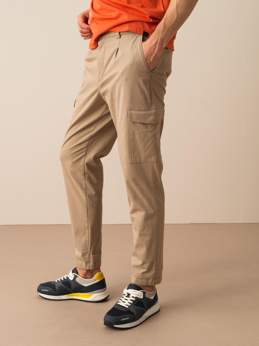 Taş Rengi Slim Fit Pamuklu Pantolon - 3