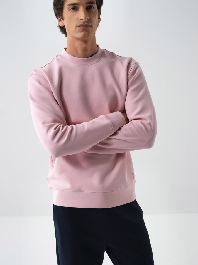 Pamuklu Basıc Sweatshirt PEMBE