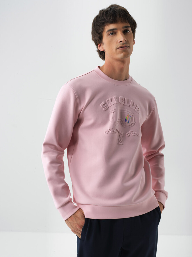 Pamuklu Baskılı Sweatshirt PEMBE