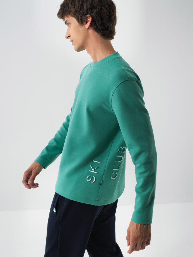 Pamuklu Baskılı Sweatshirt YEŞİL