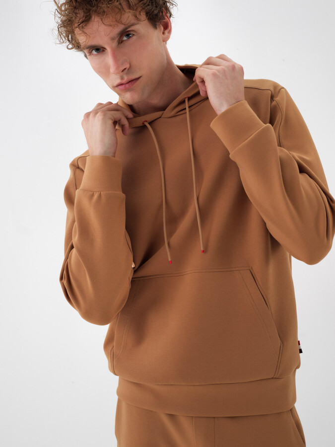 Pamuklu Kapüşonlu Sweatshirt CAMEL