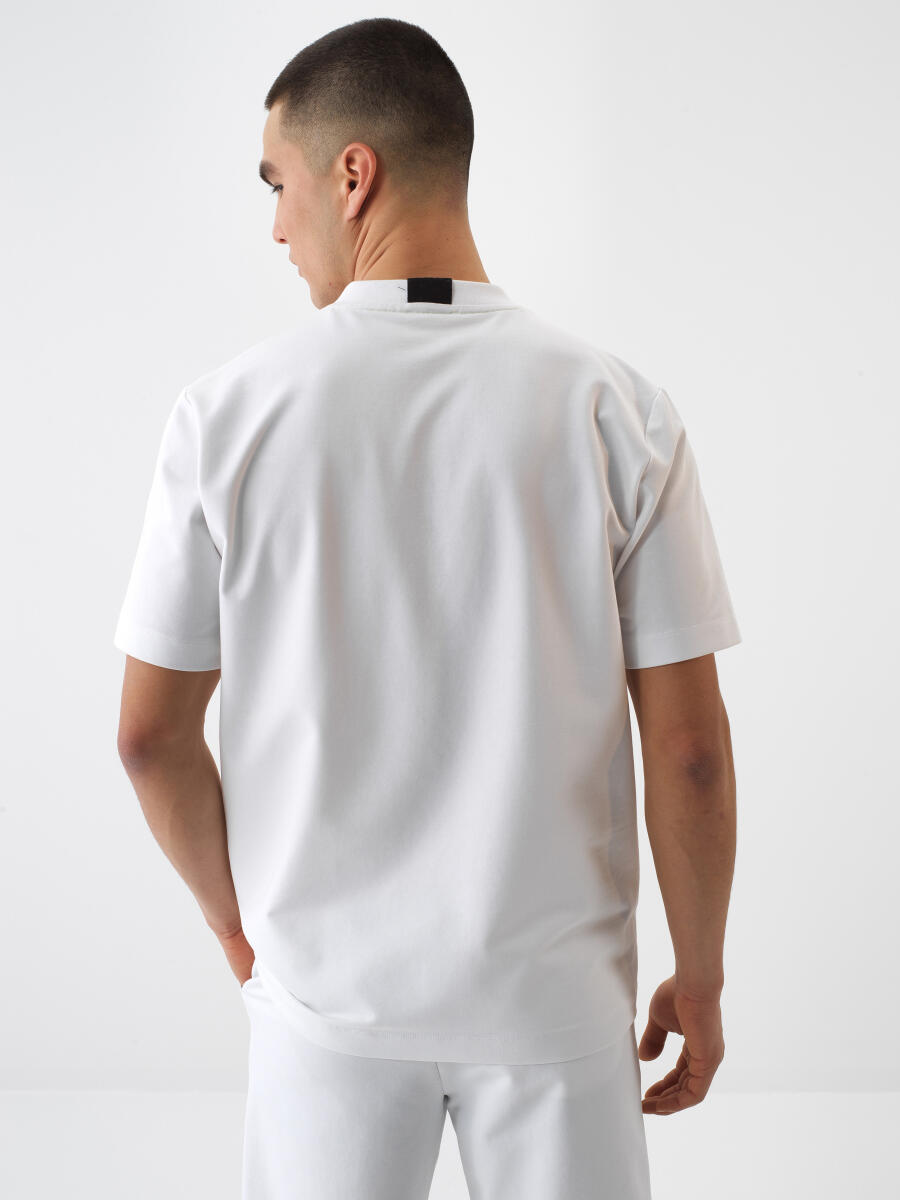 Beyaz Regular Fit Pamuklu Tişört - 4