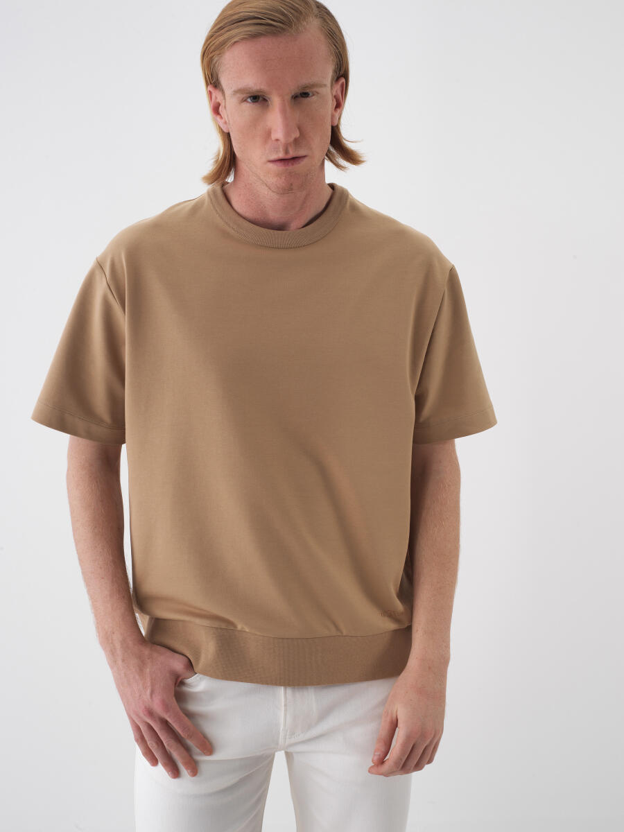Camel Oversize Pamuklu Tişört