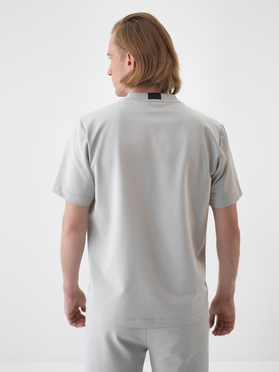 Gri Regular Fit Pamuklu Tişört - 4