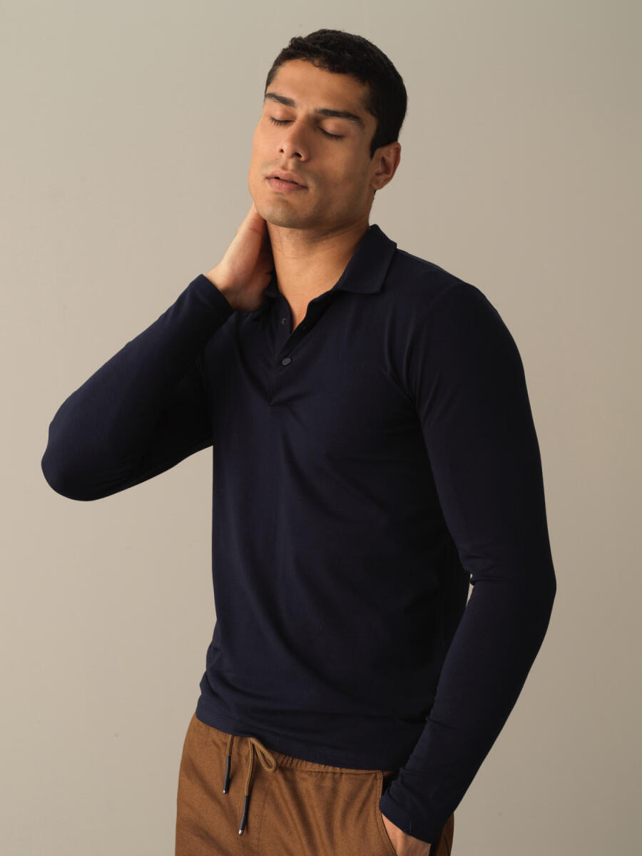 Polo Yaka Slim Fit Modal Basic Tişört - 9