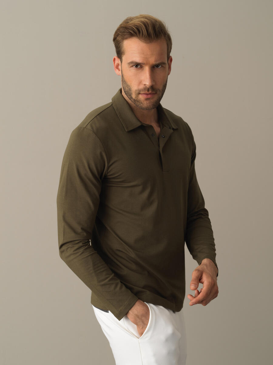 Polo Yaka Slim Fit Modal Basic Tişört - 13