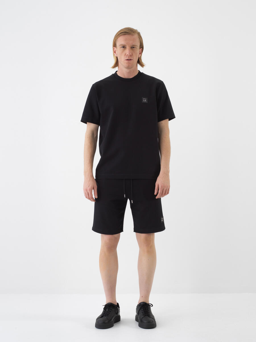 Siyah Regular Fit Pamuklu Tişört - 2
