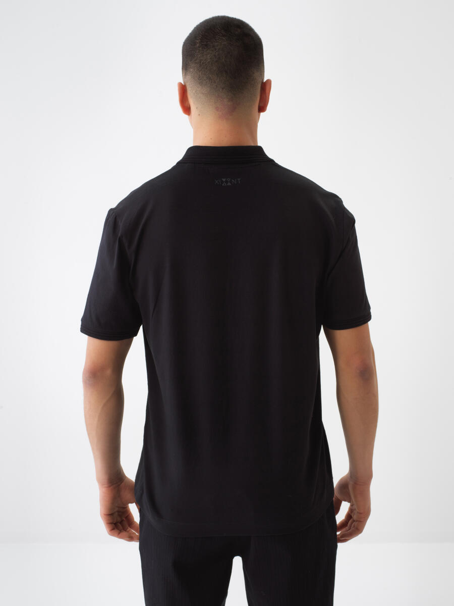 Siyah Regular Fit Pamuklu Tişört - 4