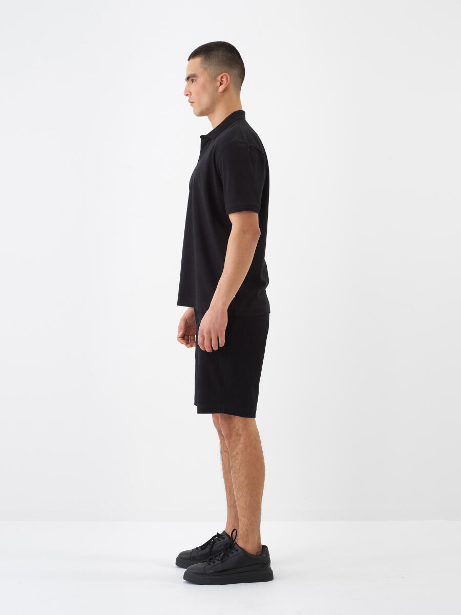 Siyah Regular Fit Pamuklu Tişört - 3