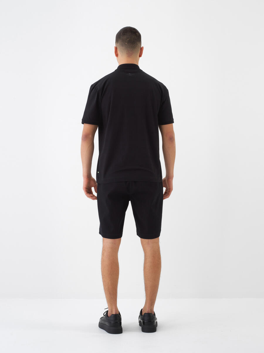 Siyah Regular Fit Pamuklu Tişört - 5