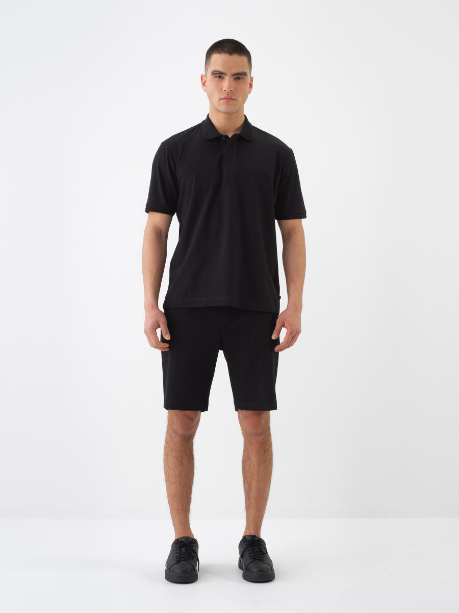 Siyah Regular Fit Pamuklu Tişört - 2