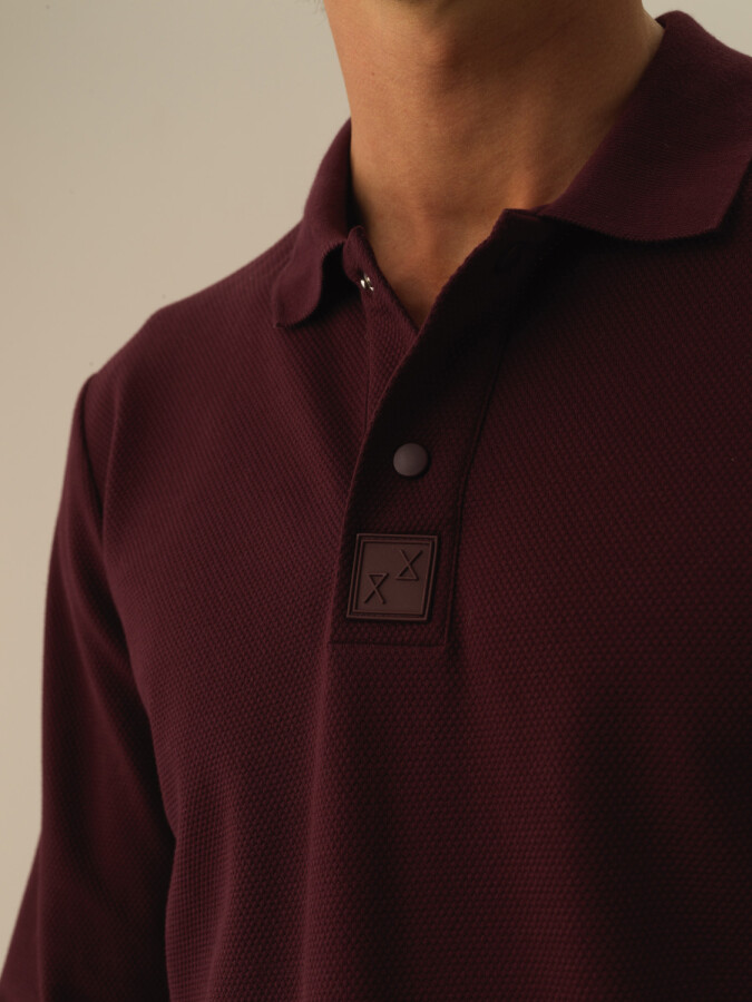 Pamuklu Slim Fit Basic Polo Tişört BORDO