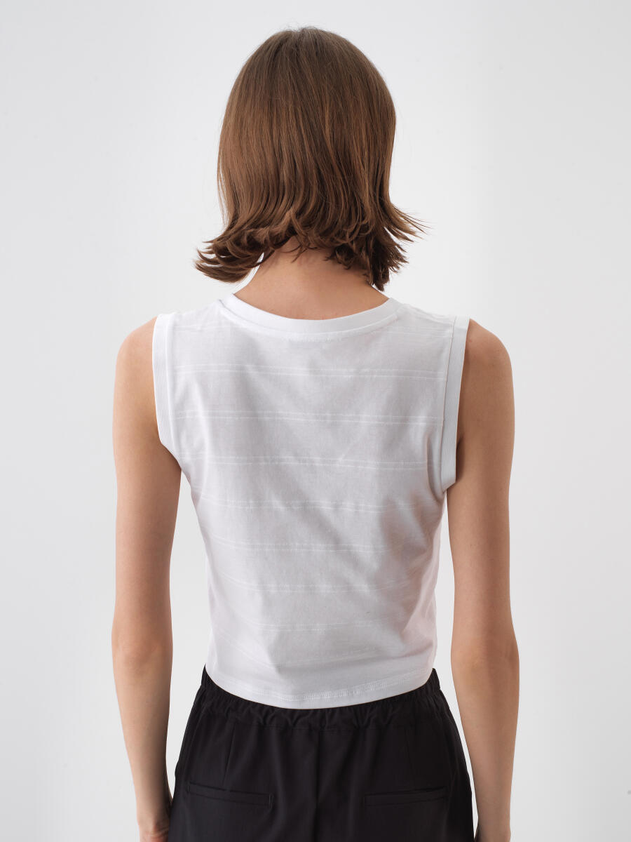 Beyaz Slim Fit Pamuklu Atlet - 4