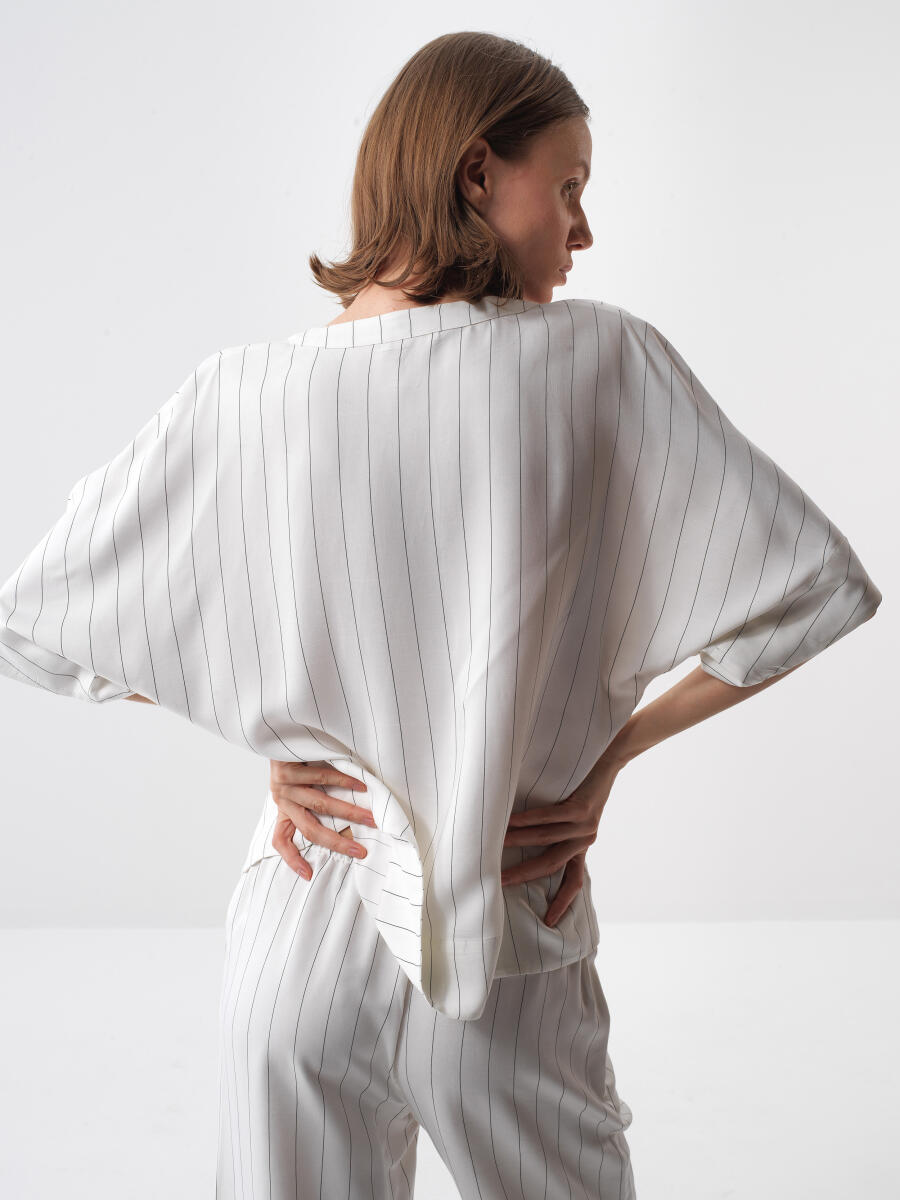 Beyaz Oversize Bluz - 5