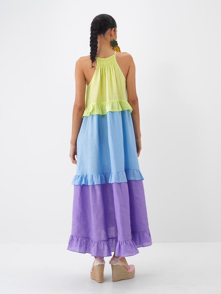 Yeşil Regular Fit Keten Elbise - 4