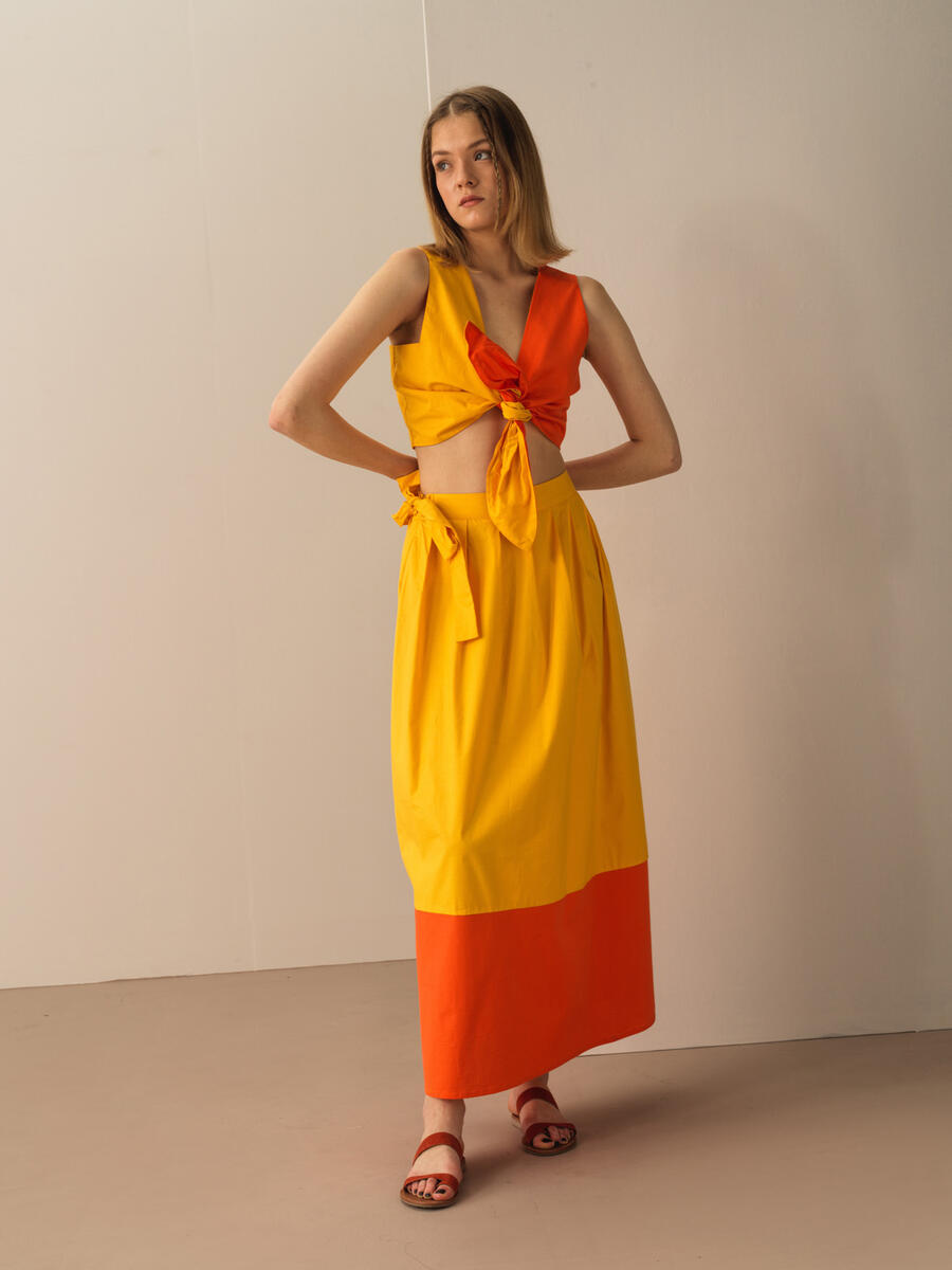 Sarı Regular Fit Pamuklu Etek - 3