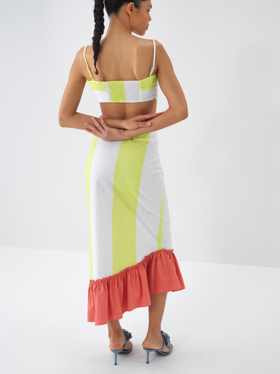 Yeşil Regular Fit Pamuklu Etek - 4
