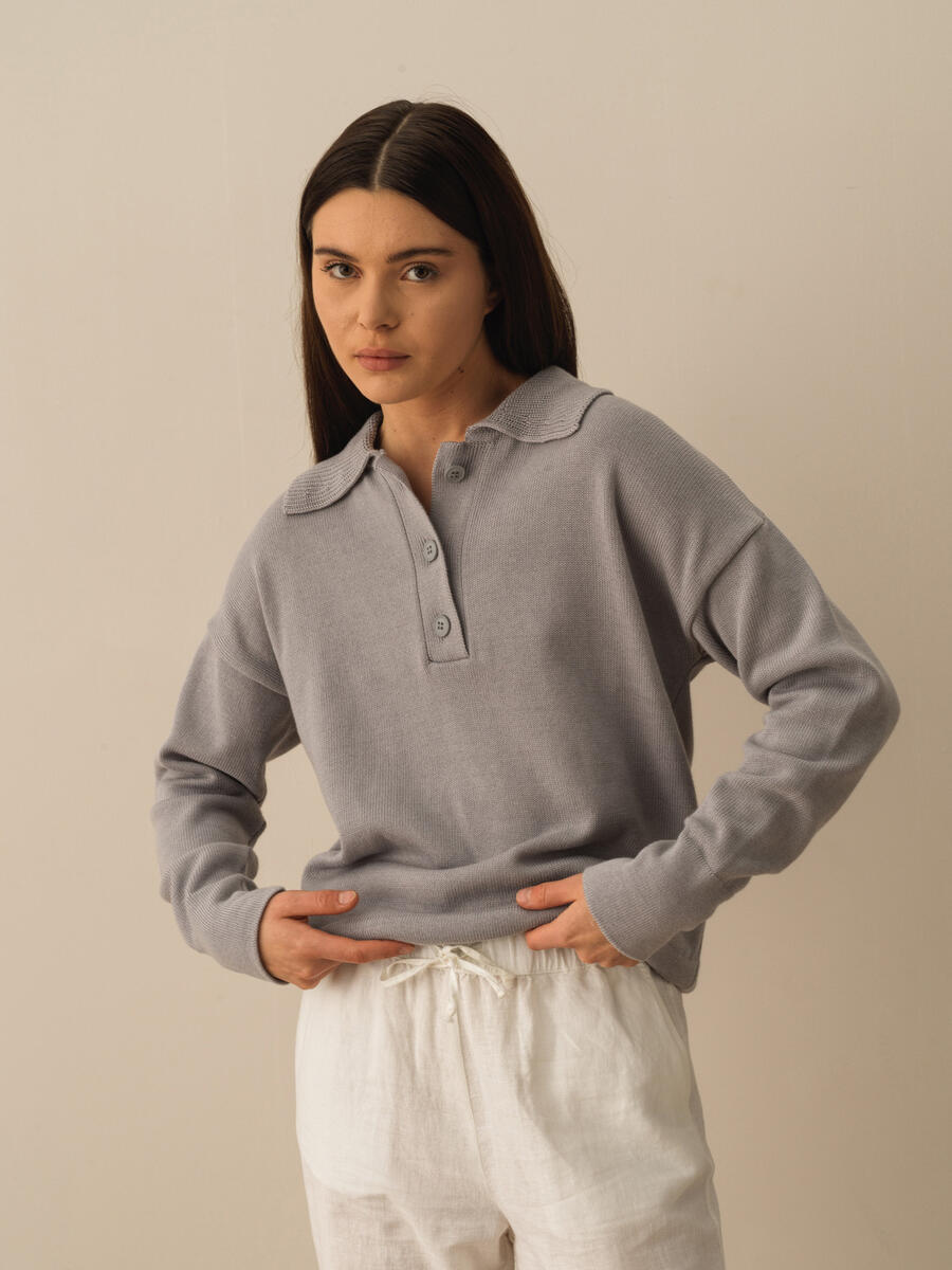 Gri Regular Fit Pamuklu Kazak