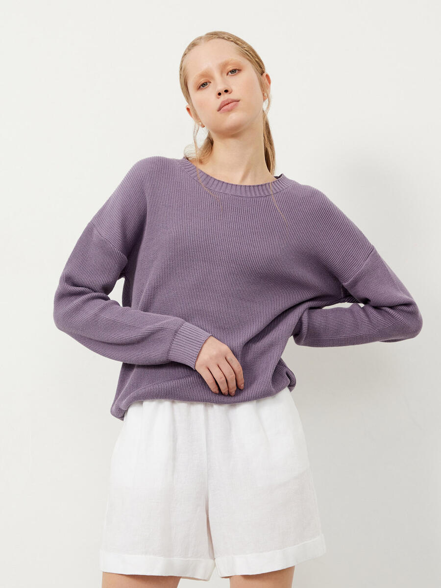 Lila Regular Fit Pamuklu Kazak
