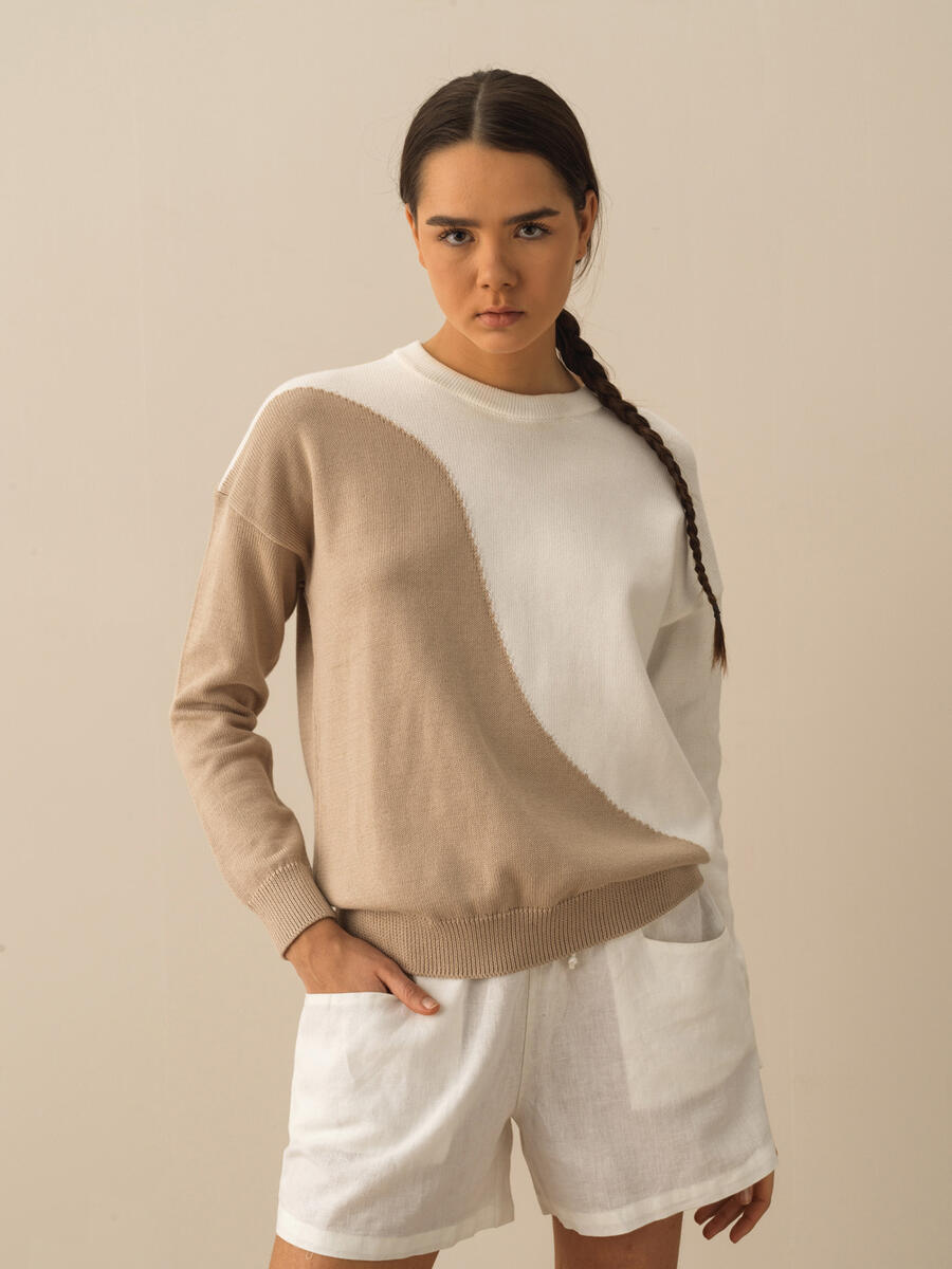 Taş Rengi Regular Fit Pamuklu Kazak