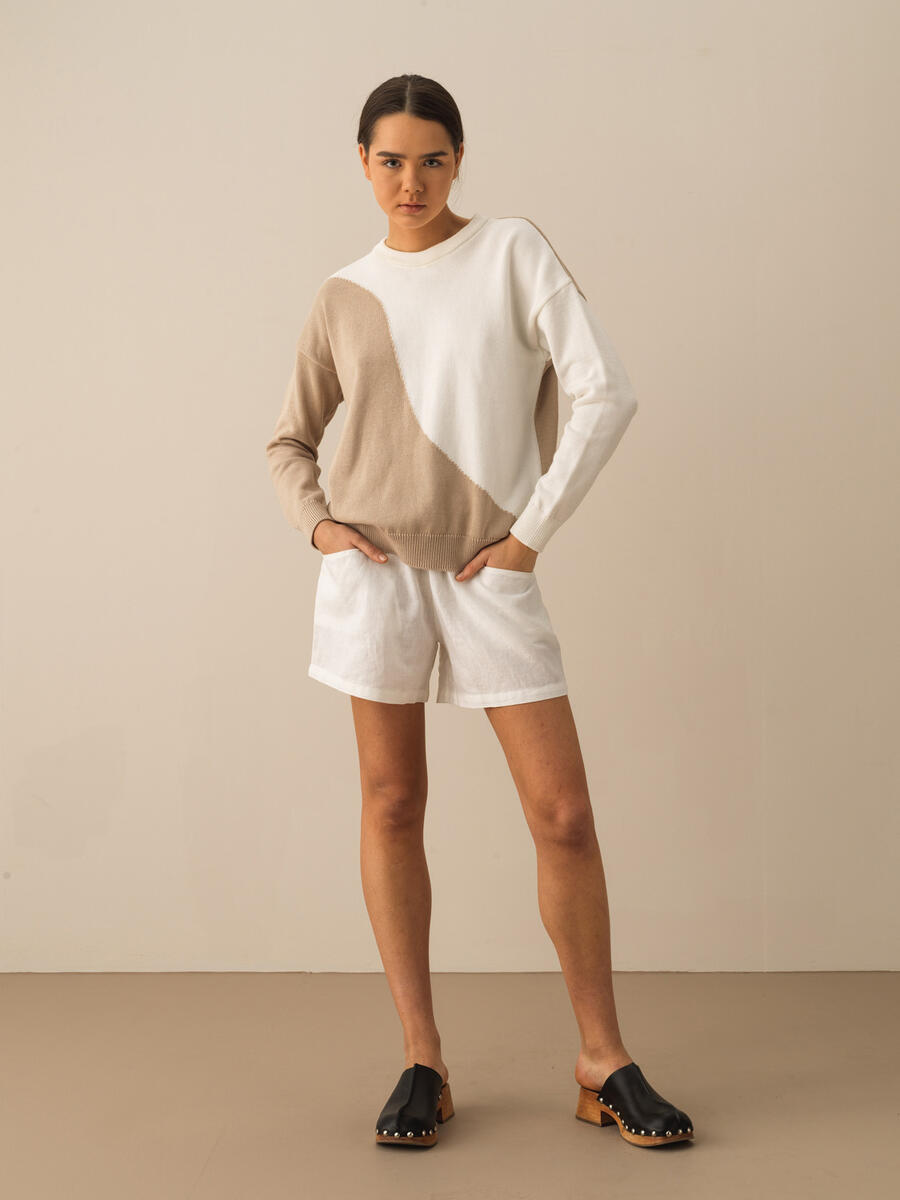 Taş Rengi Regular Fit Pamuklu Kazak - 2