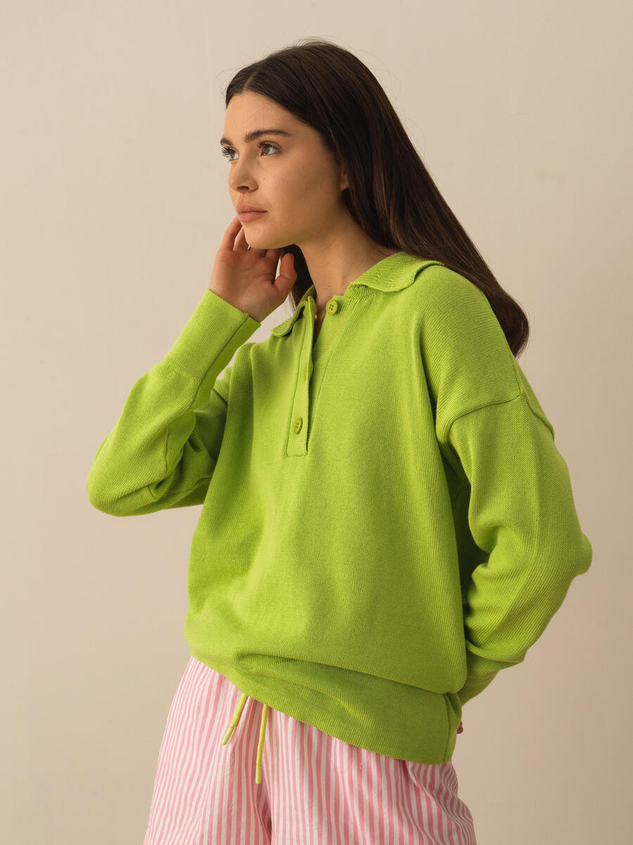 Yeşil Regular Fit Pamuklu Kazak - 3