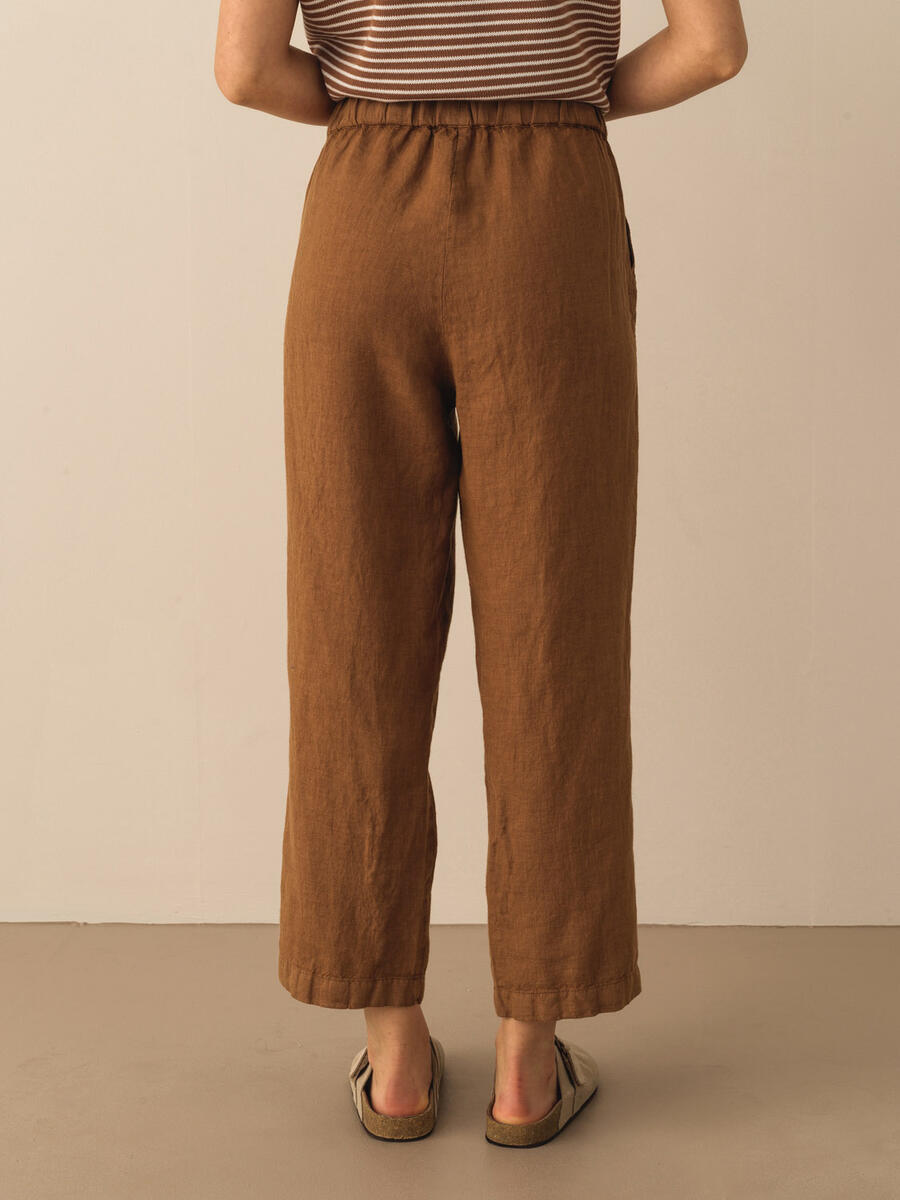 %100 Keten Regular Fit Basic Pantolon - 3