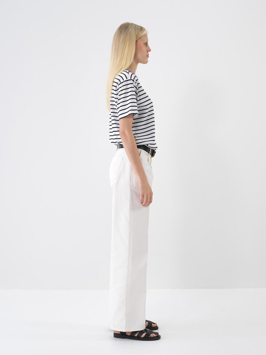 Beyaz Oversize Pamuklu Denim Pantolon - 2