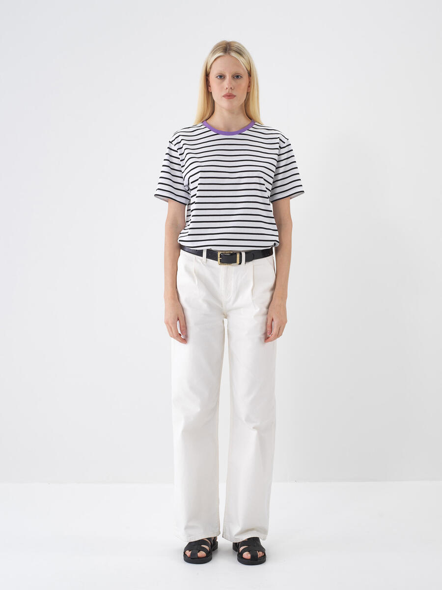 Beyaz Oversize Pamuklu Denim Pantolon