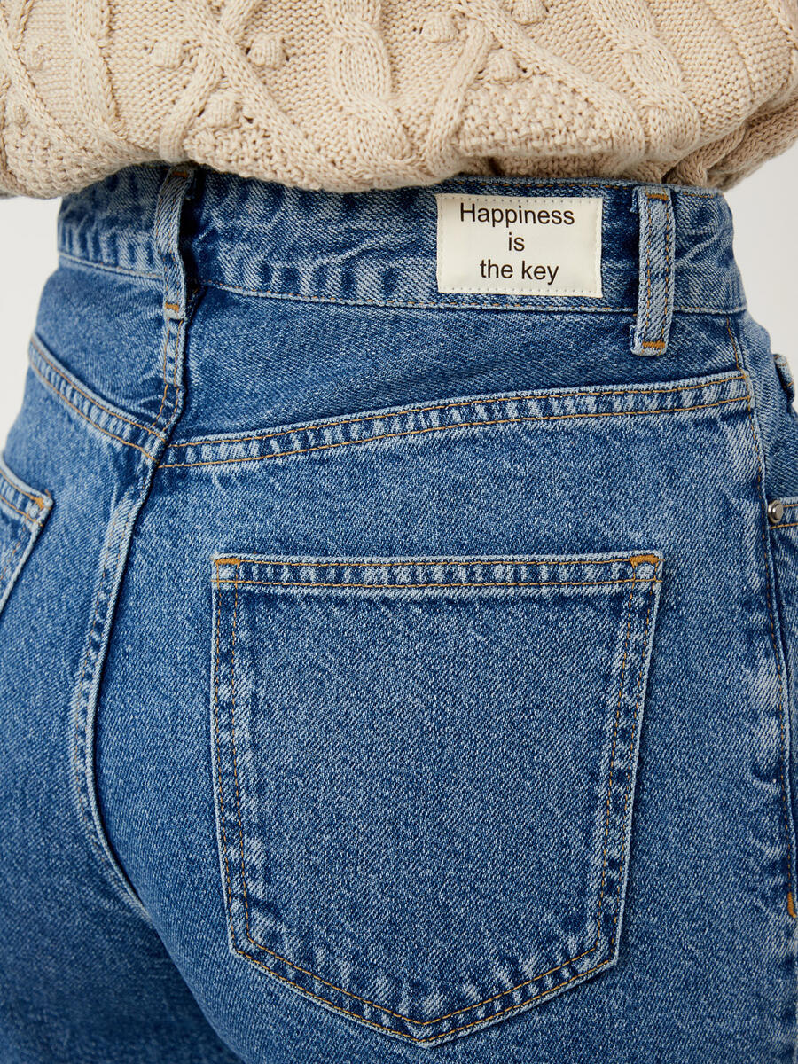 Lacivert Oversize Pamuklu Denim Pantolon - 4