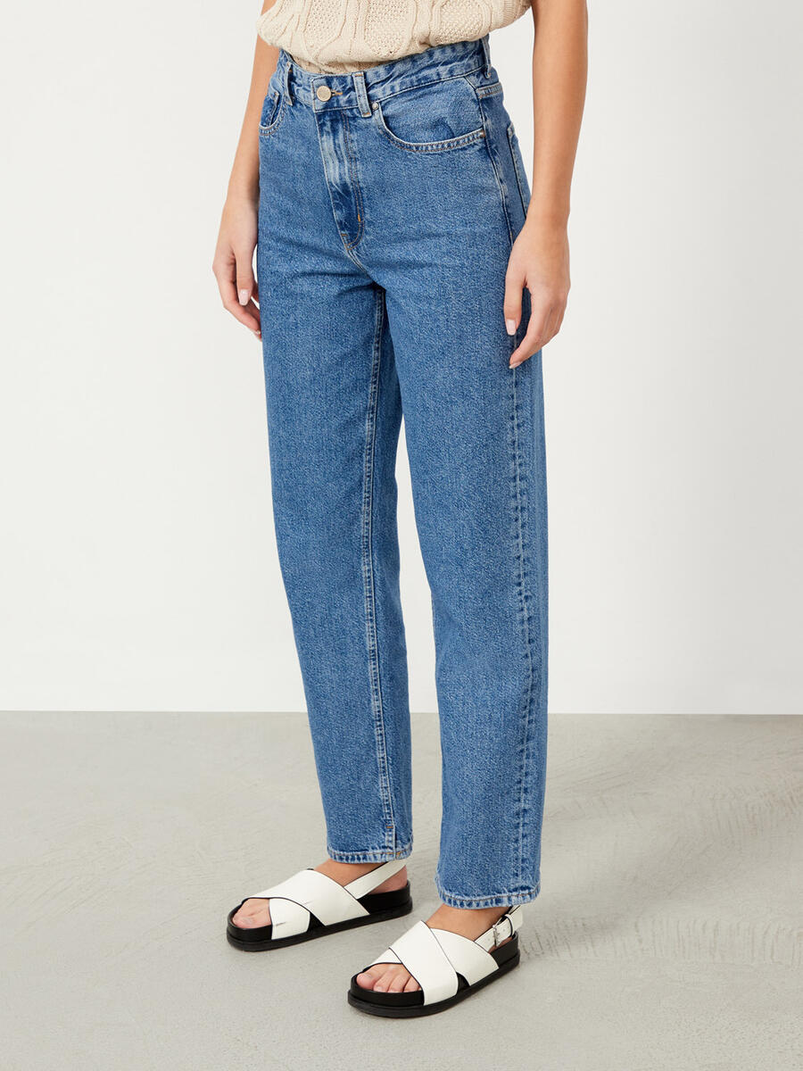 Lacivert Oversize Pamuklu Denim Pantolon - 3