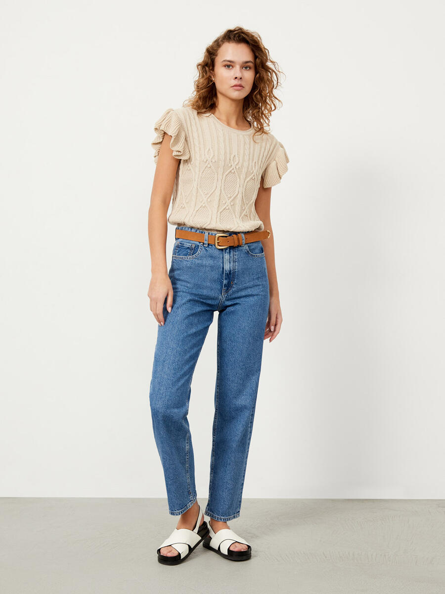 Lacivert Oversize Pamuklu Denim Pantolon - 2