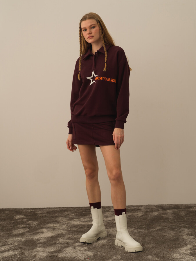 Pamuklu Oversize Baskılı Sweatshirt - Xint (1)