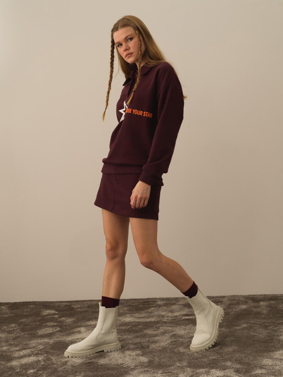 Pamuklu Oversize Baskılı Sweatshirt - 3