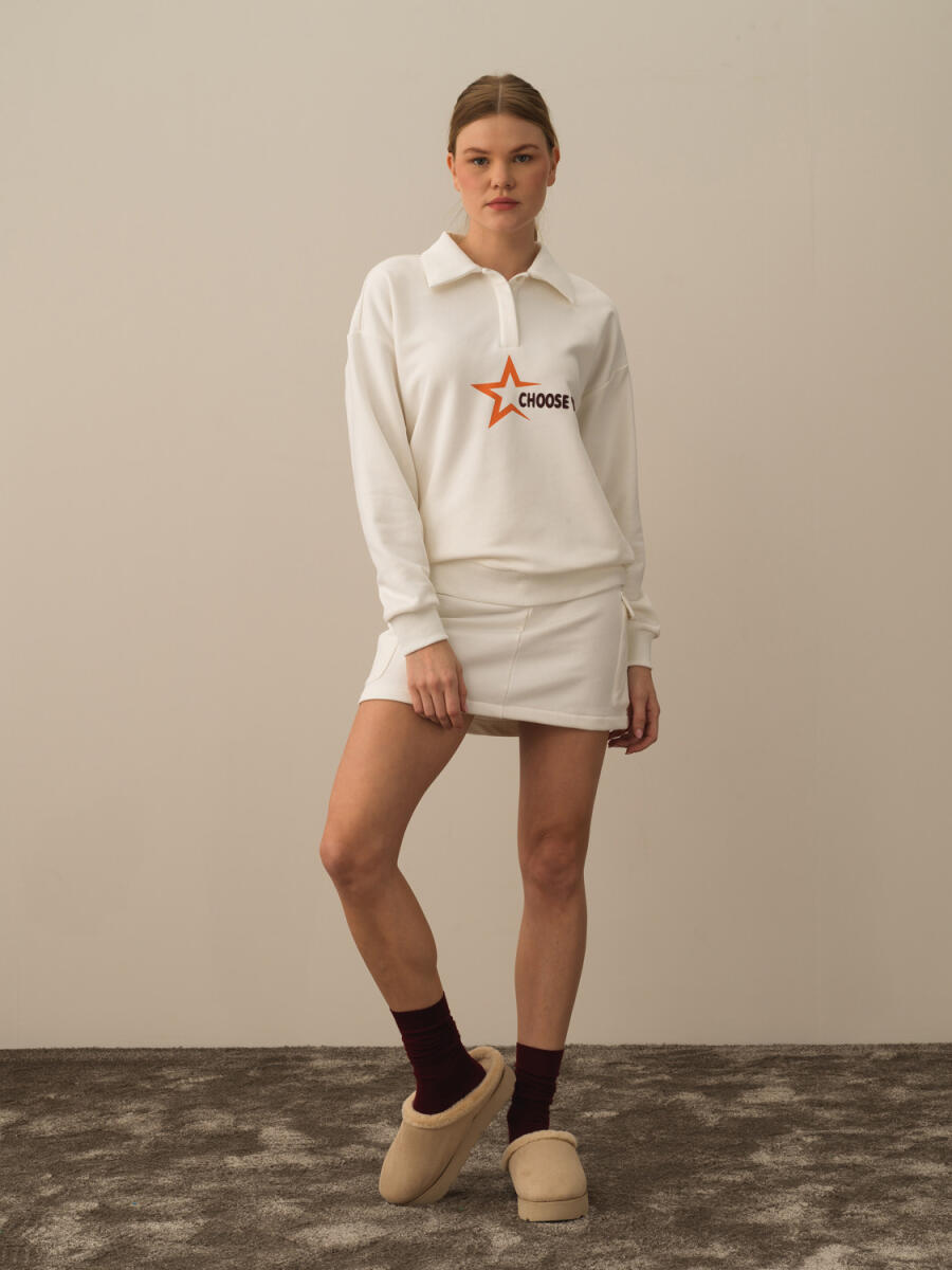 Pamuklu Oversize Baskılı Sweatshirt - 6