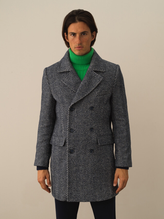 Wool Blend Regular Fit Double-Breasted Coat - Xint