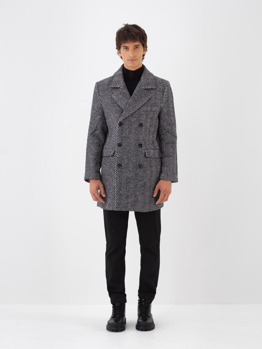 Wool Blend Regular Fit Double-Breasted Coat - 6