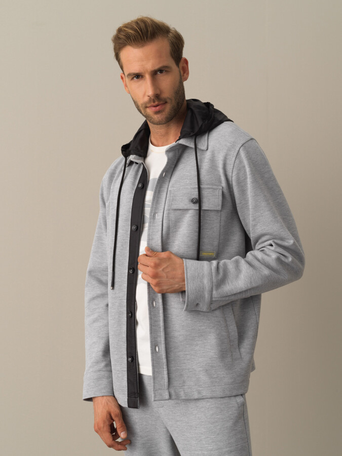 Cotton Hooded Regular Fit Shirt Jacket - XINT