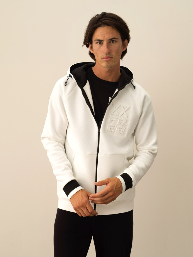 Cotton Regular Fit Hooded Sweat Jacket - Xint