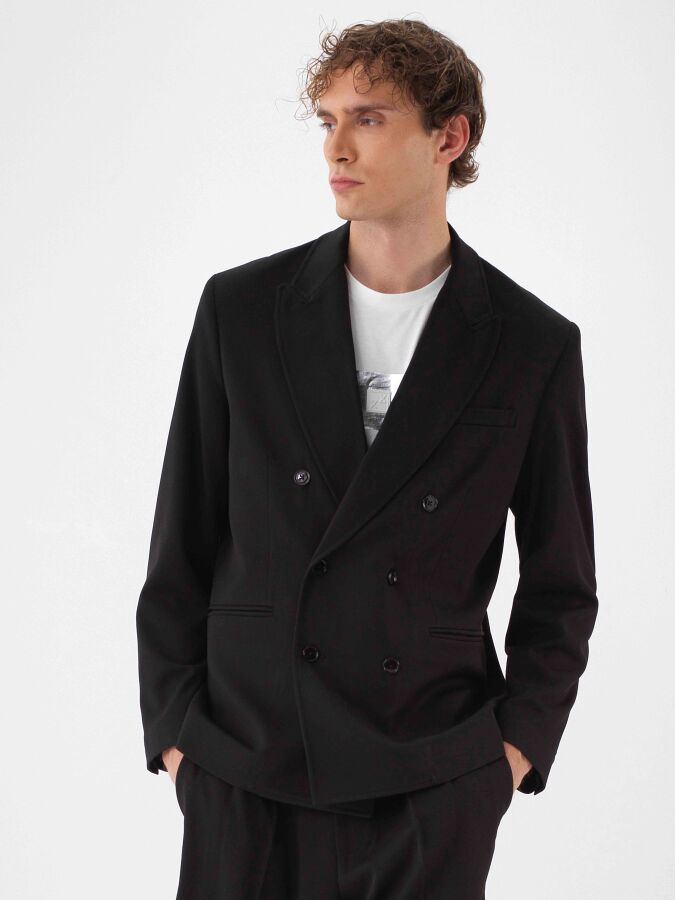 Double-Breasted Plain Coat - Xint