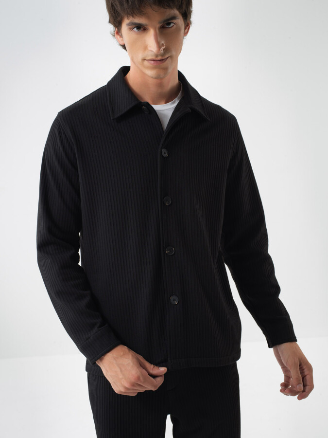 Regular Fit Plain Light Jacket Black