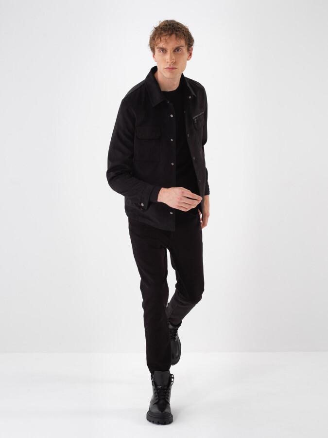 Suede Look Plain Jacket - Xint (1)