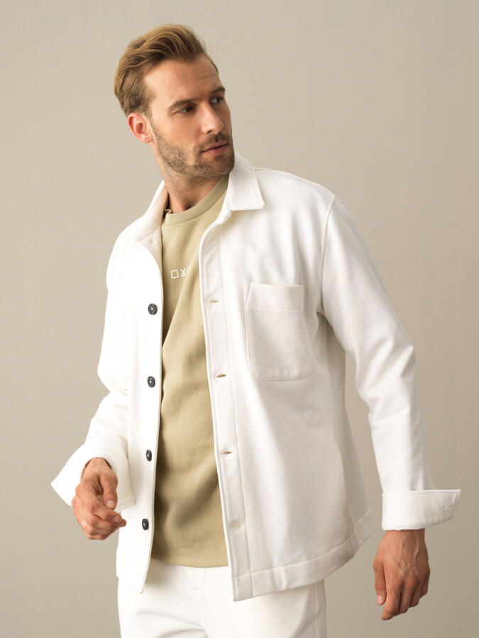 100% Cotton Regular Fit Shirt Jacket White