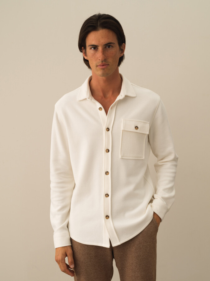 Cotton Regular Fit Shirt Ecru