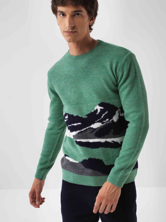 Mohair Patterned Sweater Green