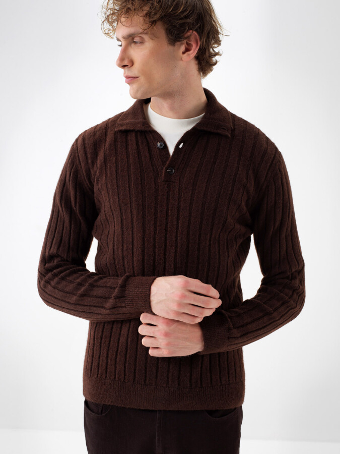 Mohair Polo Neck Sweater Brown