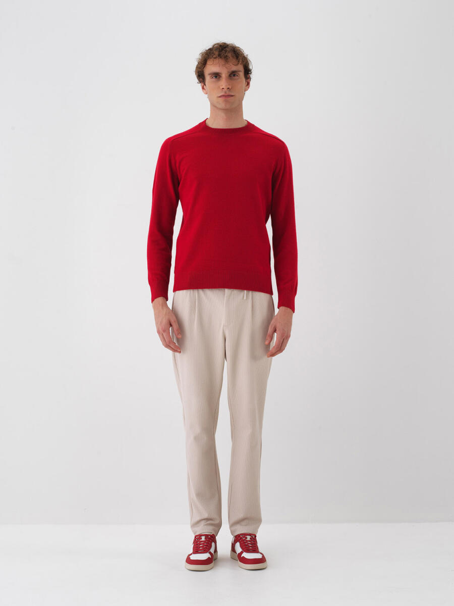 Wool Crew Neck Basic Sweater - 14