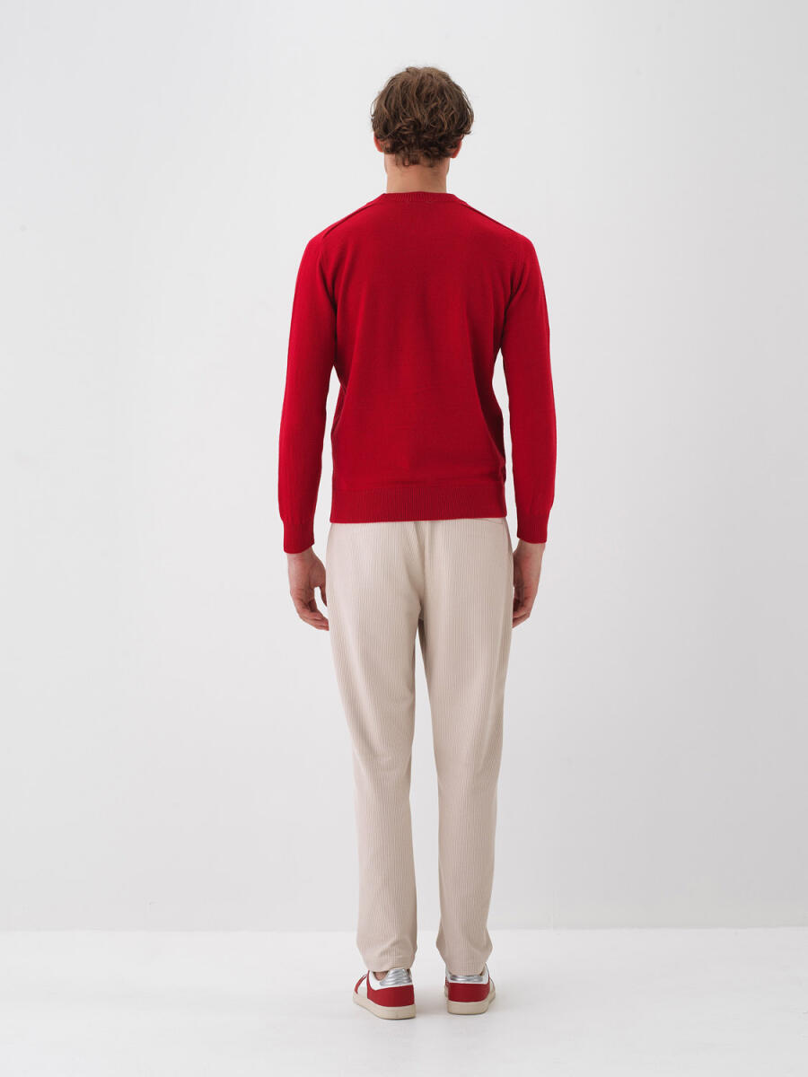 Wool Crew Neck Basic Sweater - 16